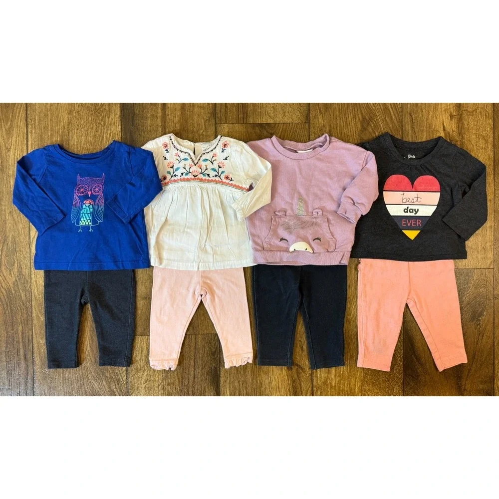 Baby Girl Outfits 6 Months Long‎ Sleeved Shirts Pants Leggings Clothes Lot Owl